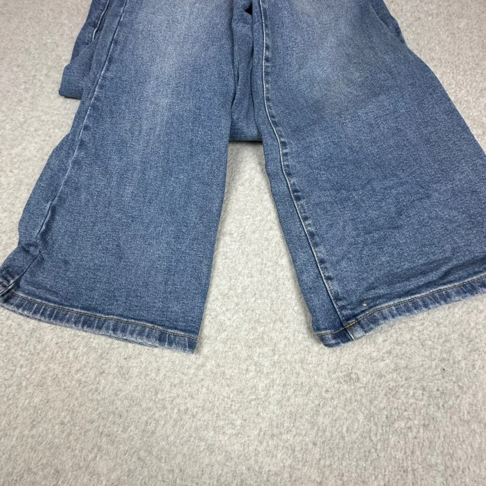Michael Kors Womens Blue High Rise Wide Leg Denim Jeans Size‎ 14 Patch Pocket